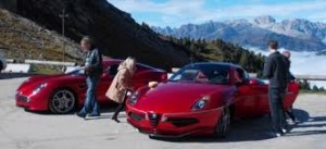 Jeremy with the Alfa Romeo Disco Volante next to a normal 8C.
