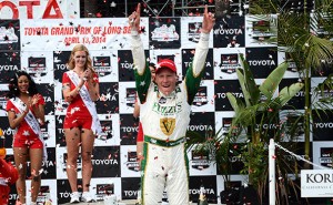 Mike Conway celebrates his second Long Beach victory in the last four years.