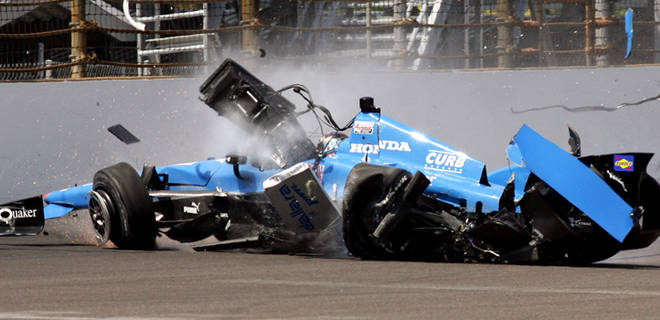 Bryan Clauson crashing out in 2012 Indy 500 qualifying.