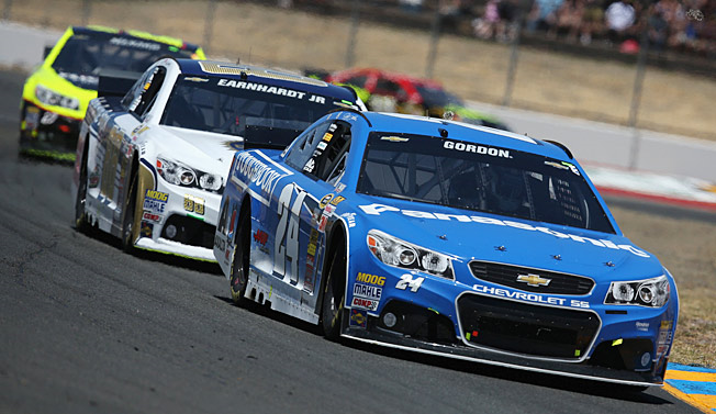 Jeff Gordon beat Dale Earnhardt, Jr. for second place at Sonoma this weekend.