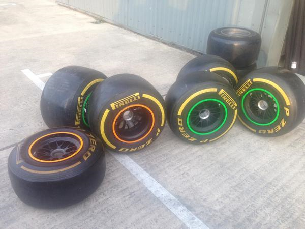 Some of the Caterham racing tires put up for auction.