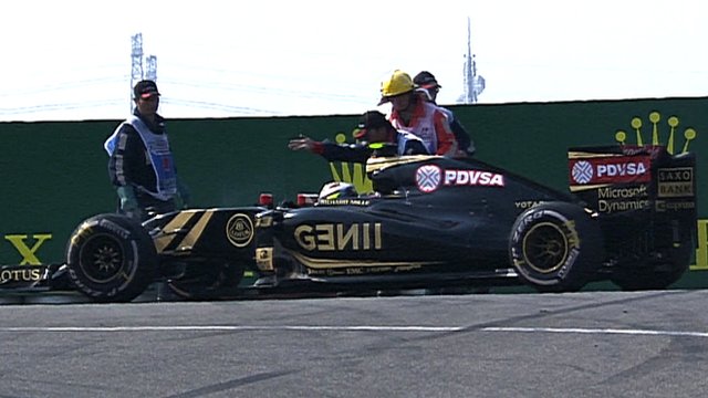Pastor Maldonado needs directions to the pit area at last week's 2015 Chinese Grand Prix in Shanghai.