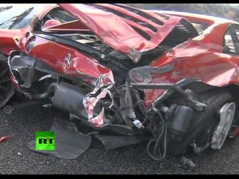 Ferrari Graveyard Video of 14 supercar pile up inside Japan