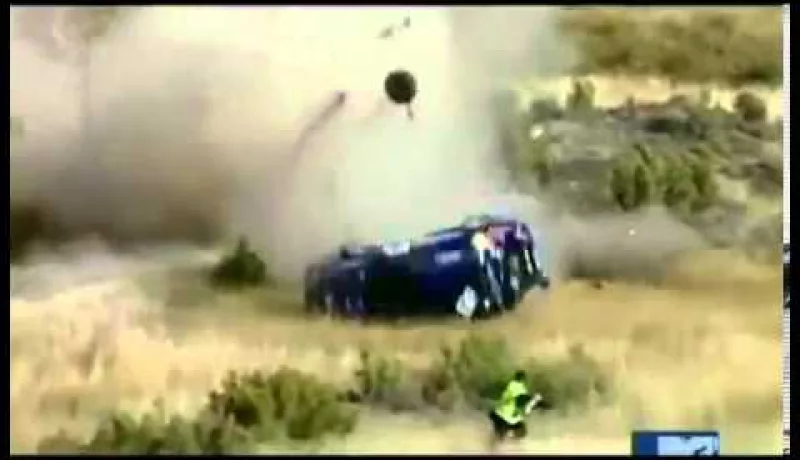 Travis Pastrana Rolls His Rally Car