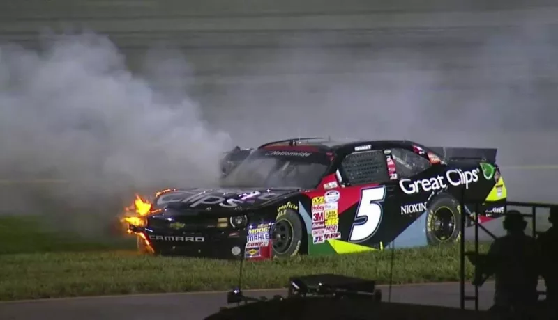 NASCAR – @BradSweet49 Catches Fire!