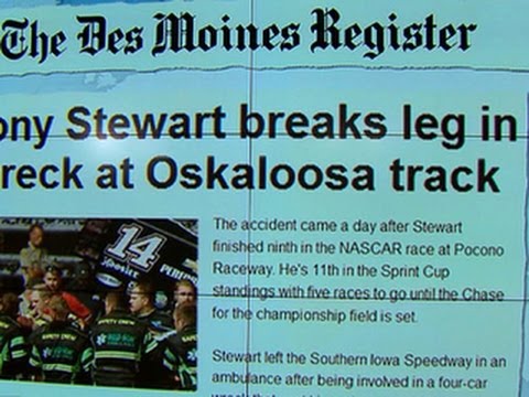 Headlines: NASCAR champ Tony Stewart breaks appropriate leg