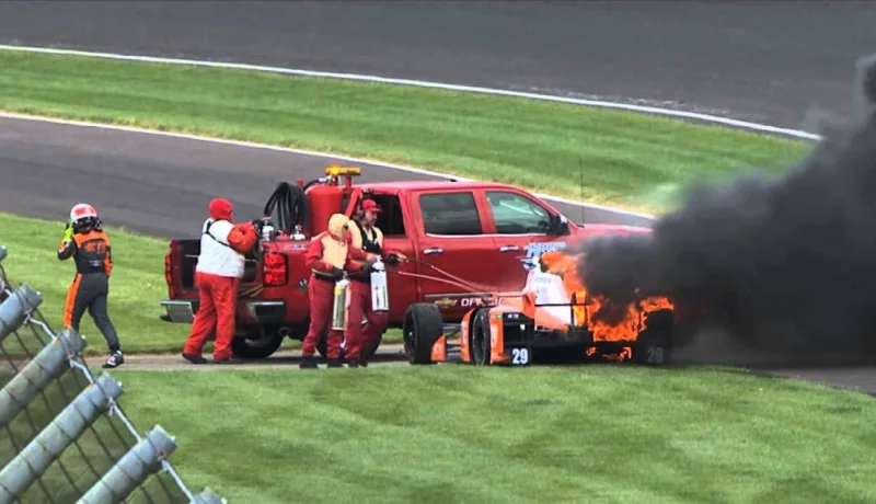 Simona de Silvestra’s Car Catches Fire At Indy 500 Practice