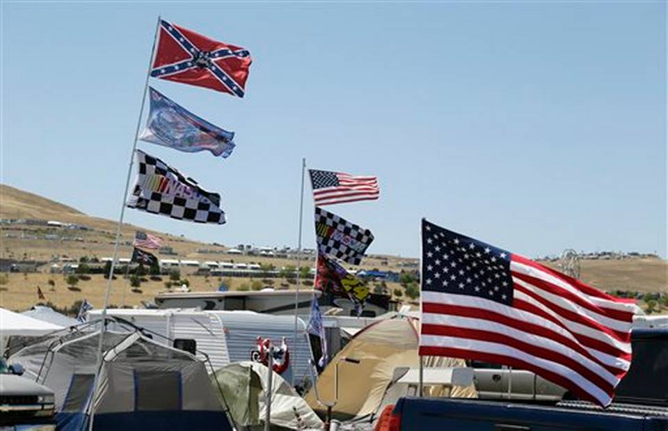 A Confederate flag flies in the spectator area at the NASCAR event last week in Sonoma, California. 