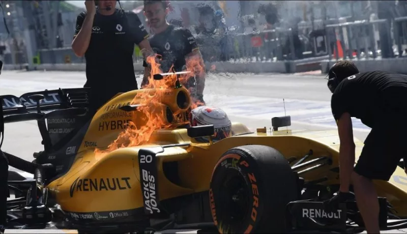 Distraught Renault Formula One Car Sets Itself On Fire