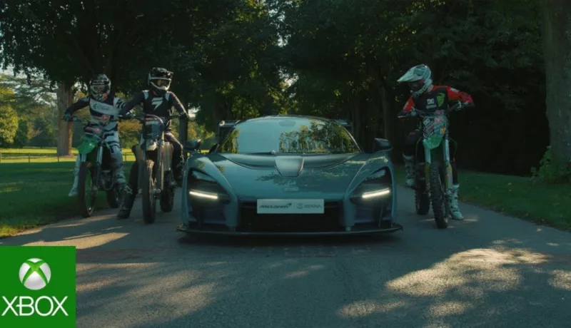 McLaren Senna And Motocrossers Vie For Parking Space In Forza Horizon 4